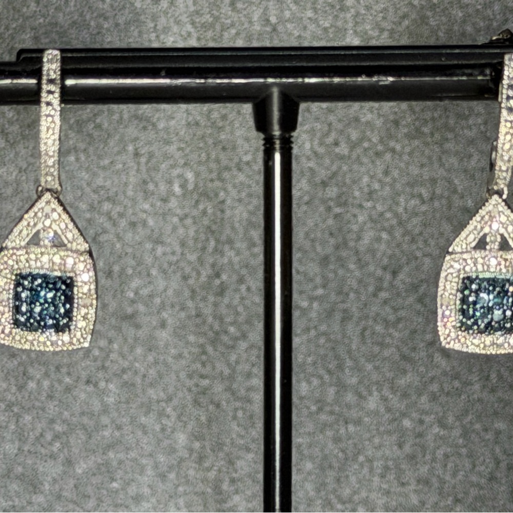 Elegant Silver and Blue topaz Dangle Earrings